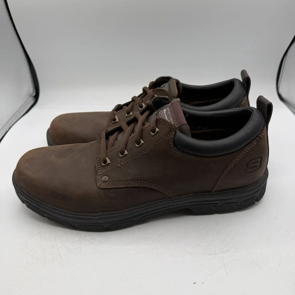 Skechers Segment Rilar Shoes Mens Sz 14 Brown Leather Comfort‎ Oxfords 64260